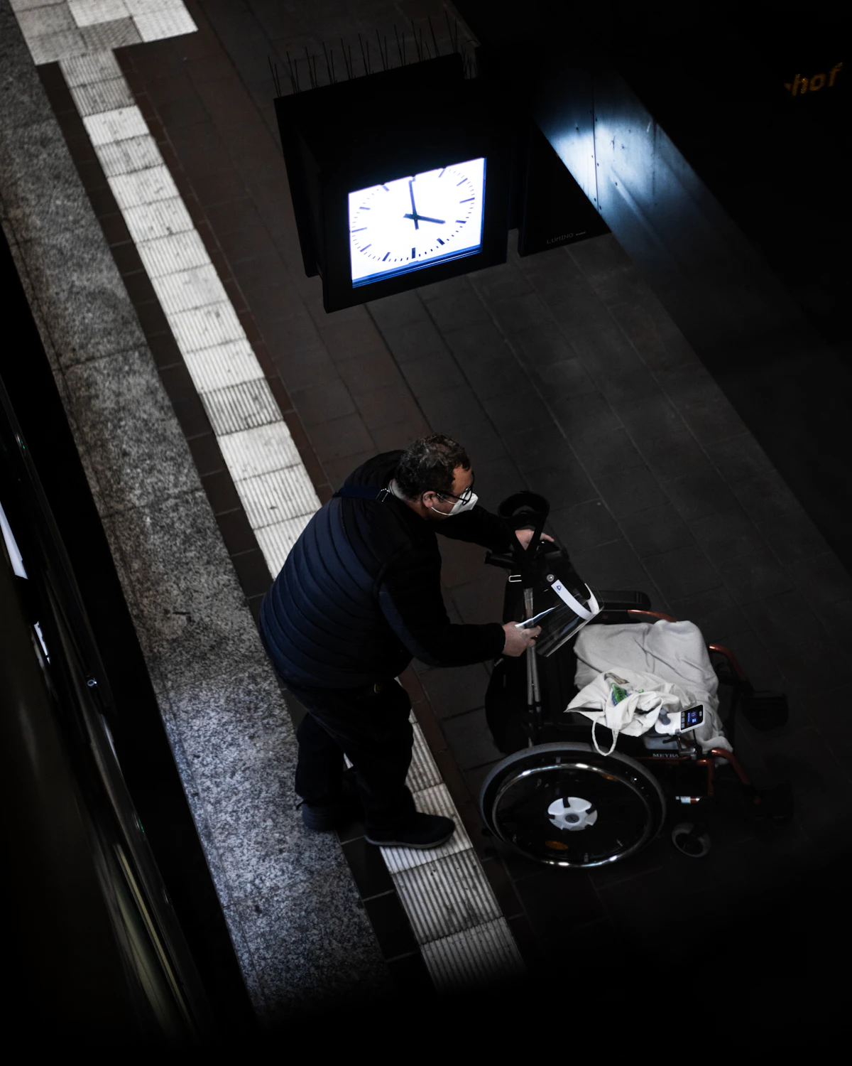 A wheelchair user in an urban setting