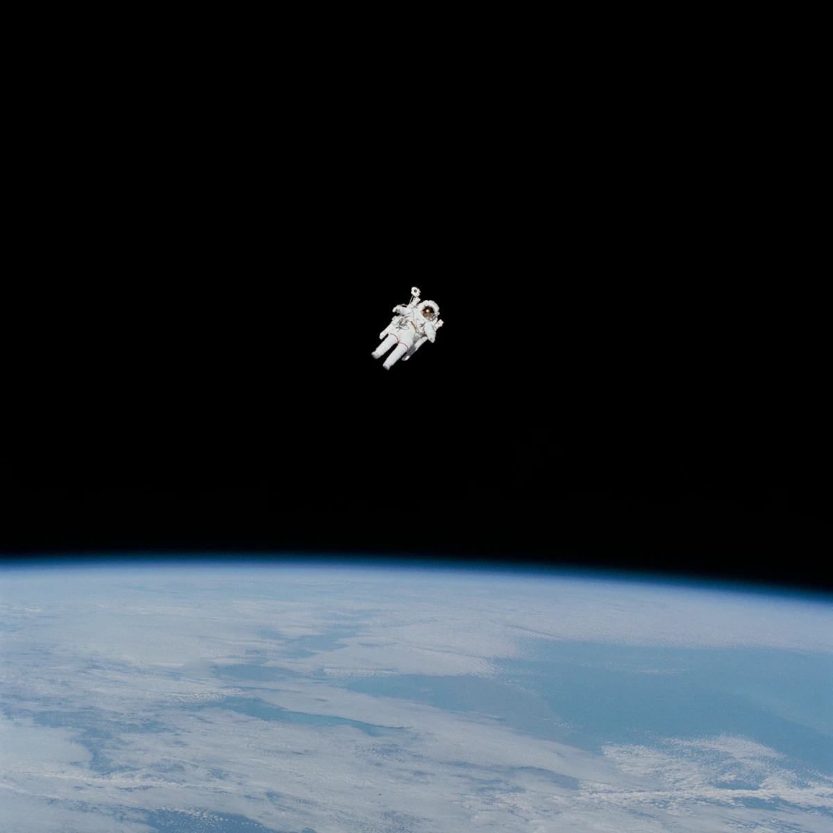 An astronaut floating in space