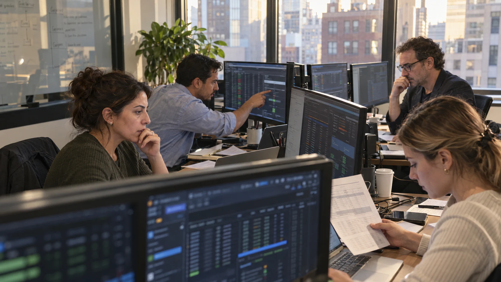 Market operations analysts monitor dense ETF redemption and settlement queues in New York